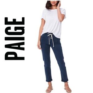 PAIGE Christy Pant-  Dark Blue Wide Leg Jeans with Drawstring
